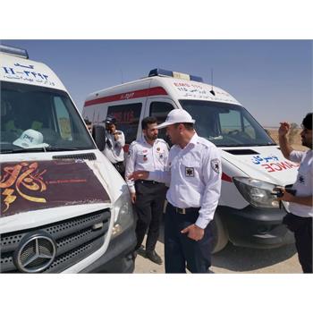 گزارش تصویری ارائه خدمات بهداشتی درمانی به زوار اربعین حسینی(ع) توسط اورژانس در مرز خسروی (19 شهریور)