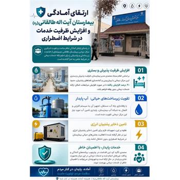 ارتقای آمادگی بیمارستان آیت اله طالقانی(ره) و افزایش ظرفیت خدمات در شرایط اضطراری