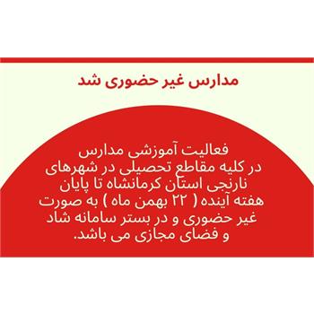 مدارس شهرهای نارنجی استان تا پایان هفته آینده به صورت غیر حضوری برگزار می شود