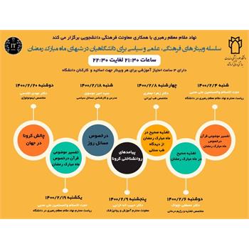 برگزاری سلسله وبینارهای علمی، فرهنگی و سیاسی ویژه دانشگاهیان دانشگاه علوم پزشکی کرمانشاه در ماه مبارک رمضان